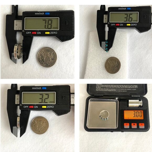 VTG Sterling Silver 925 Snake Eyes Round Turquoise Petit Point Ring Sz 5.75 - Picture 10 of 16